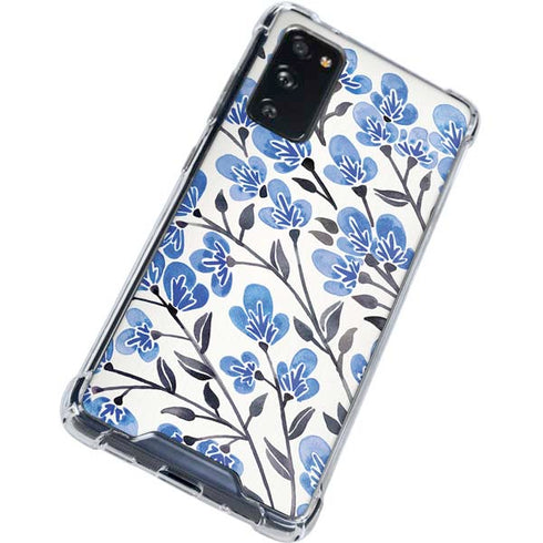 Cat Coq Blue Cherry Blossoms Galaxy S20 FE Clear Case